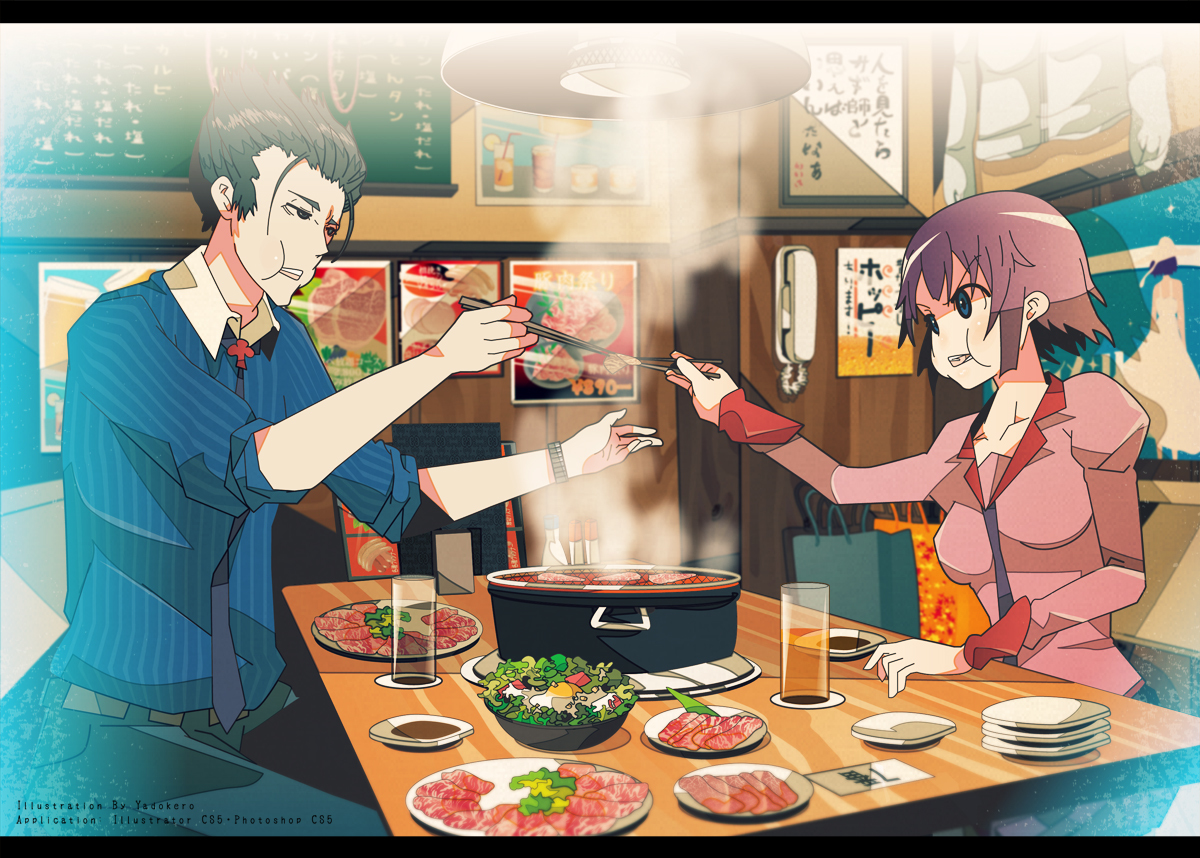 Continuing to fall into gluttony... - Monogatari series, Anime art, Anime, Drawing, Deishuu Kaiki, Hitagi senjougahara