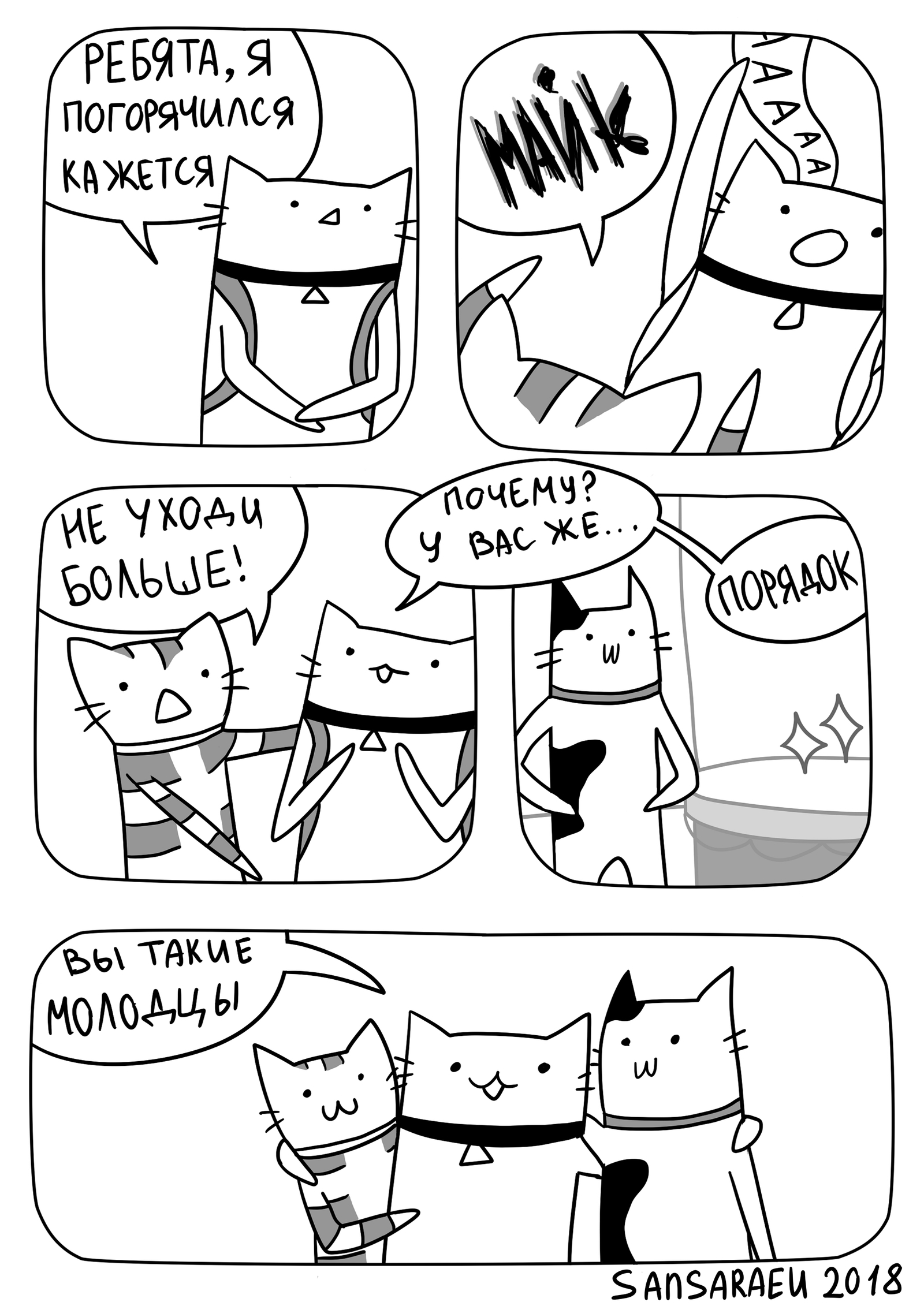 Cats and cleaning - My, cat, Comics, Cleaning, Order, Black and white, My, Longpost