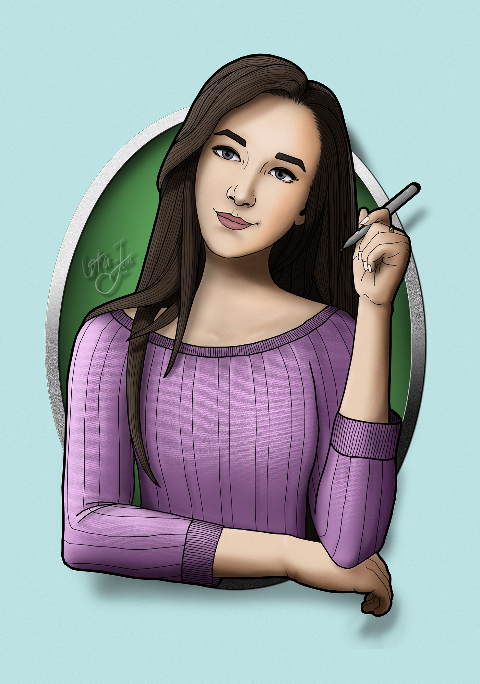 Her own artist - My, First post, Art, Self-portrait, Digital drawing, Creation, Photoshop