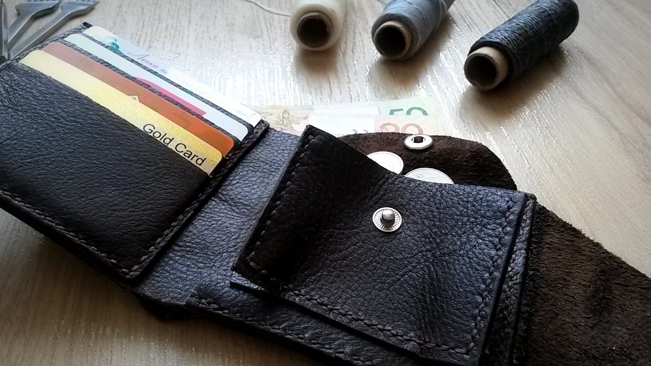 Men's wallet and cardholder - My, Purse, Handmade, Leather craft, Cardholder, , My, Leather, Longpost