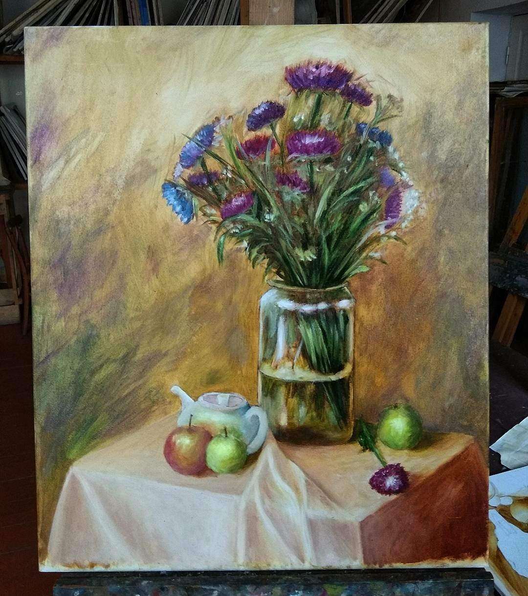 First oil painting - My, Drawing, Butter, Painting, Oil painting, Still life, First time