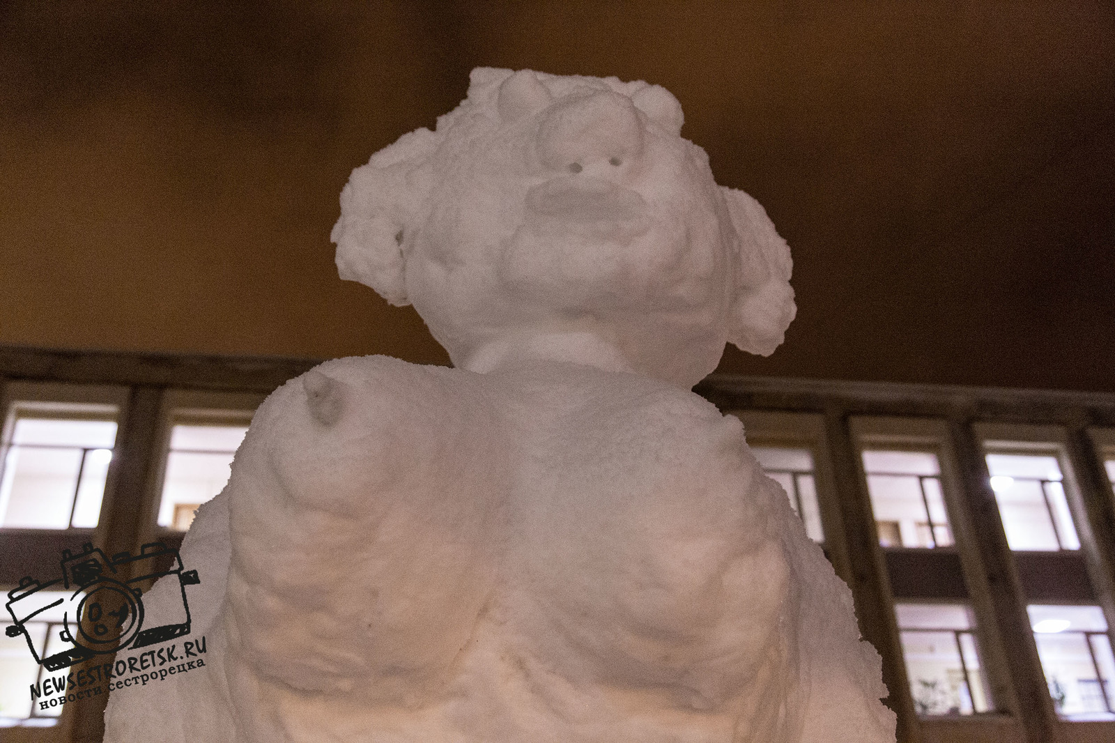 Folk art meets employees and visitors of the administration of Sestroretsk. - Snow woman, Boobs, Creation, In contact with, Sestroretsk, Longpost, The photo