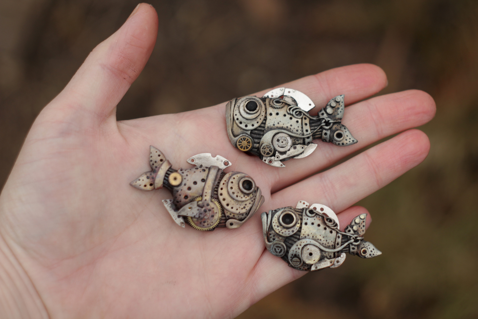 Fish in the style of biomechanics. - My, A fish, Pendant, Polymer clay, Biomechanics