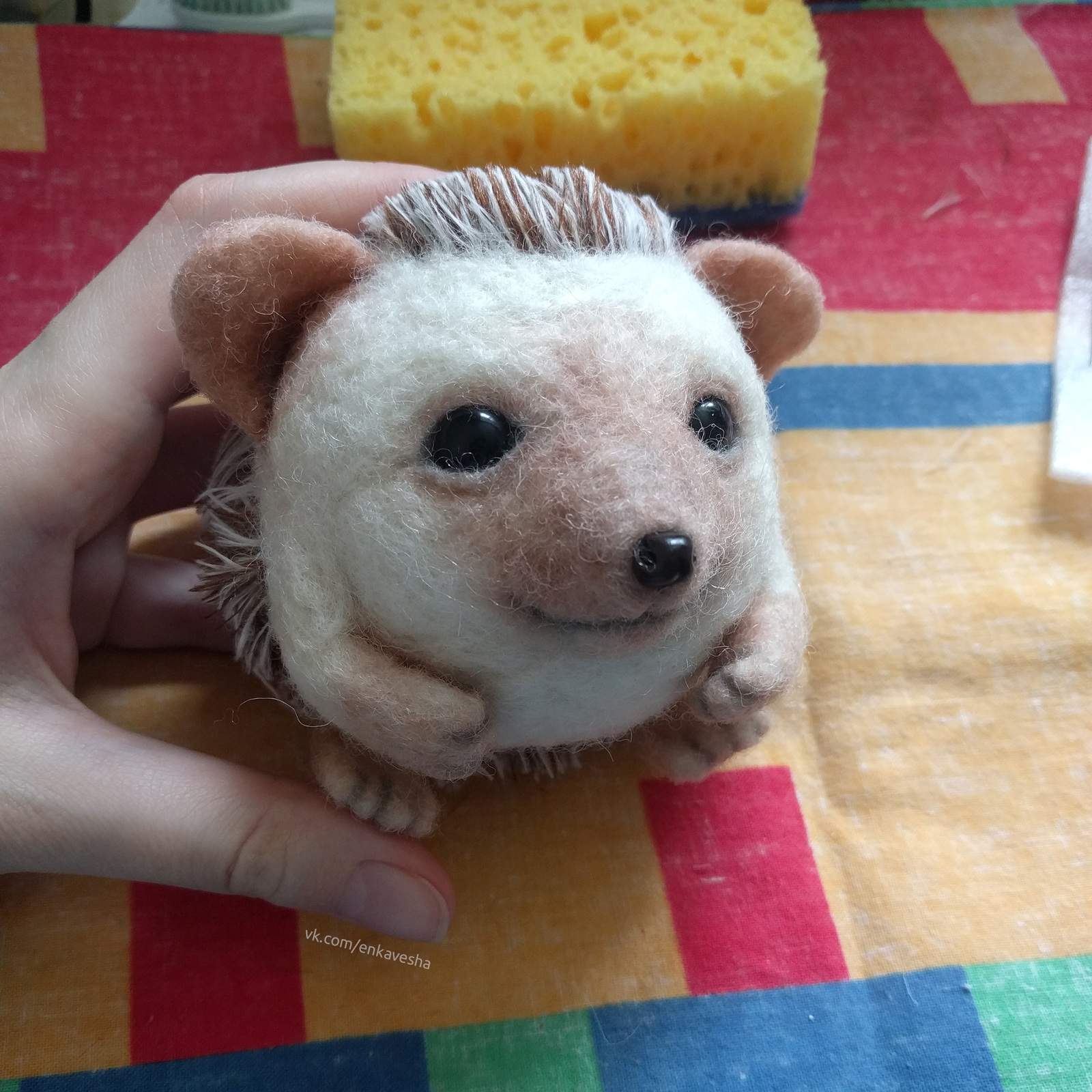 Hedgehog - My, Dry felting, Author's toy, Needlework with process, Needlework, Handmade, Hedgehog, Longpost, The photo