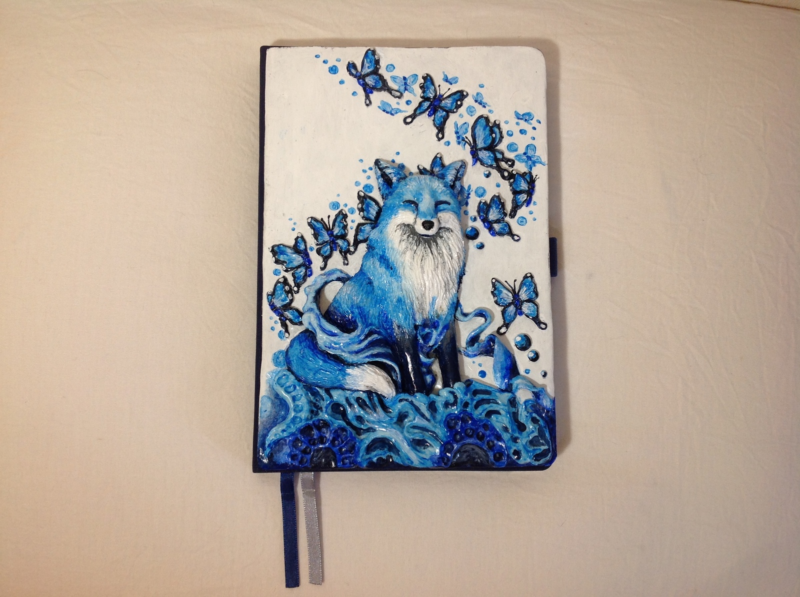 Diary with Chanterelle - My, Polymer clay, Fox, Butterfly, Needlework without process, Diary, Longpost