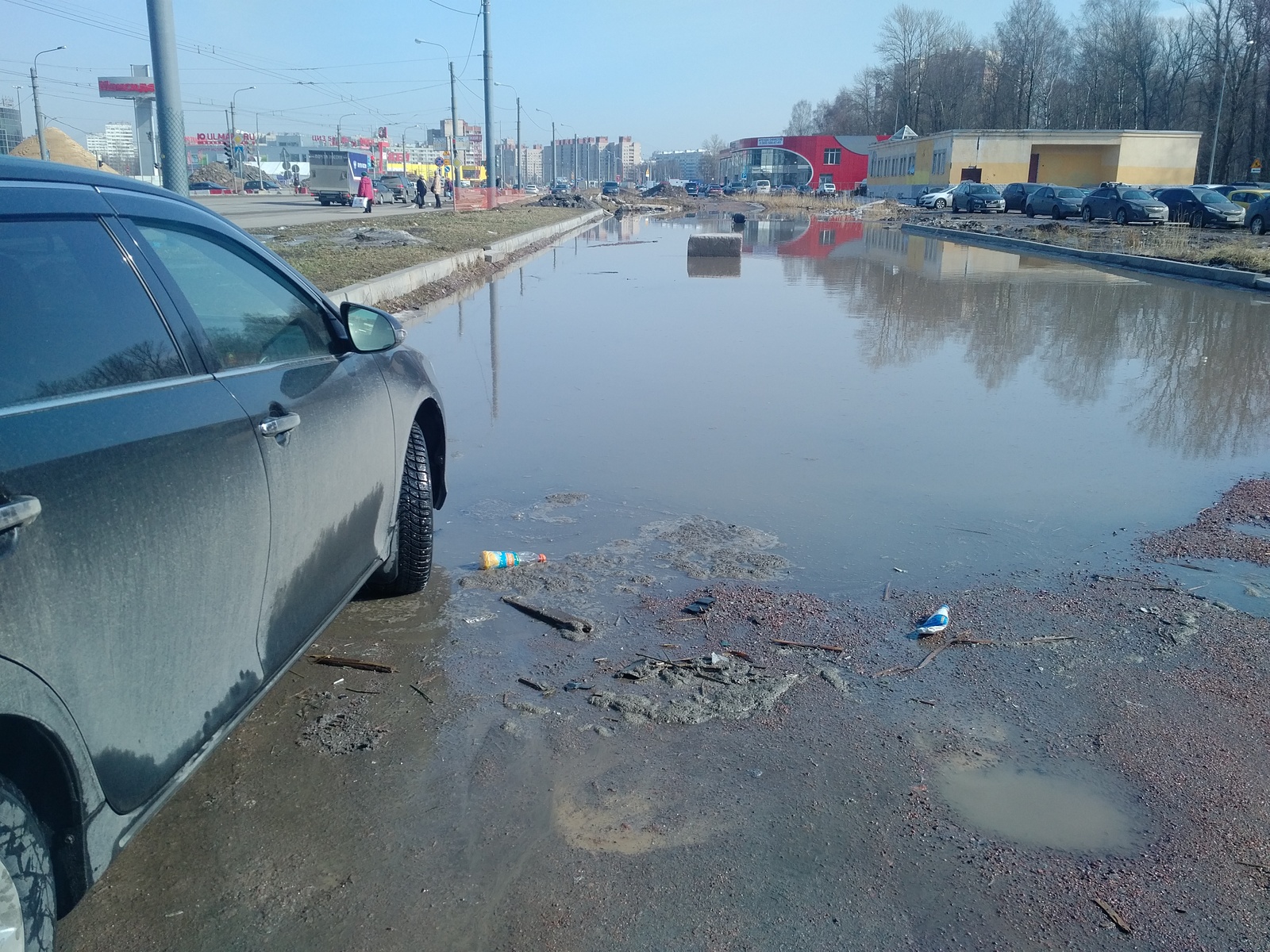 And in St. Petersburg the snow melted ... - My, Saint Petersburg, Russian roads, Swamp, Longpost