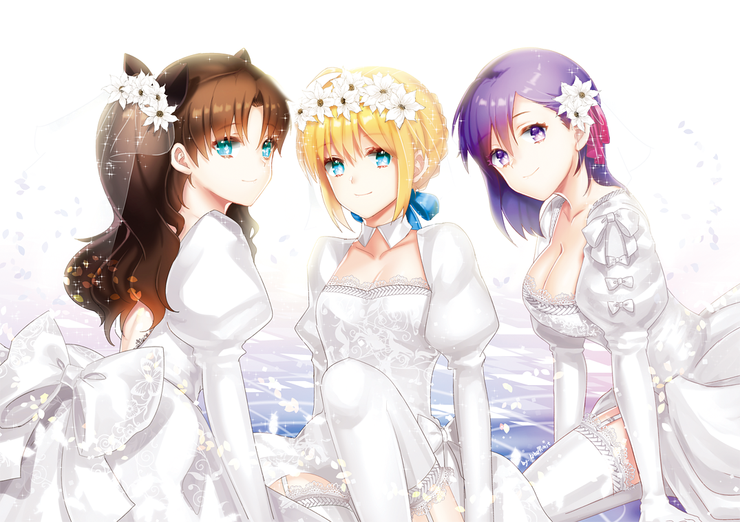 Fate Art - Аниме, Anime Art, Fate, Fate-Stay Night, Tohsaka Rin, Saber, Artoria Pendragon, Matou Sakura