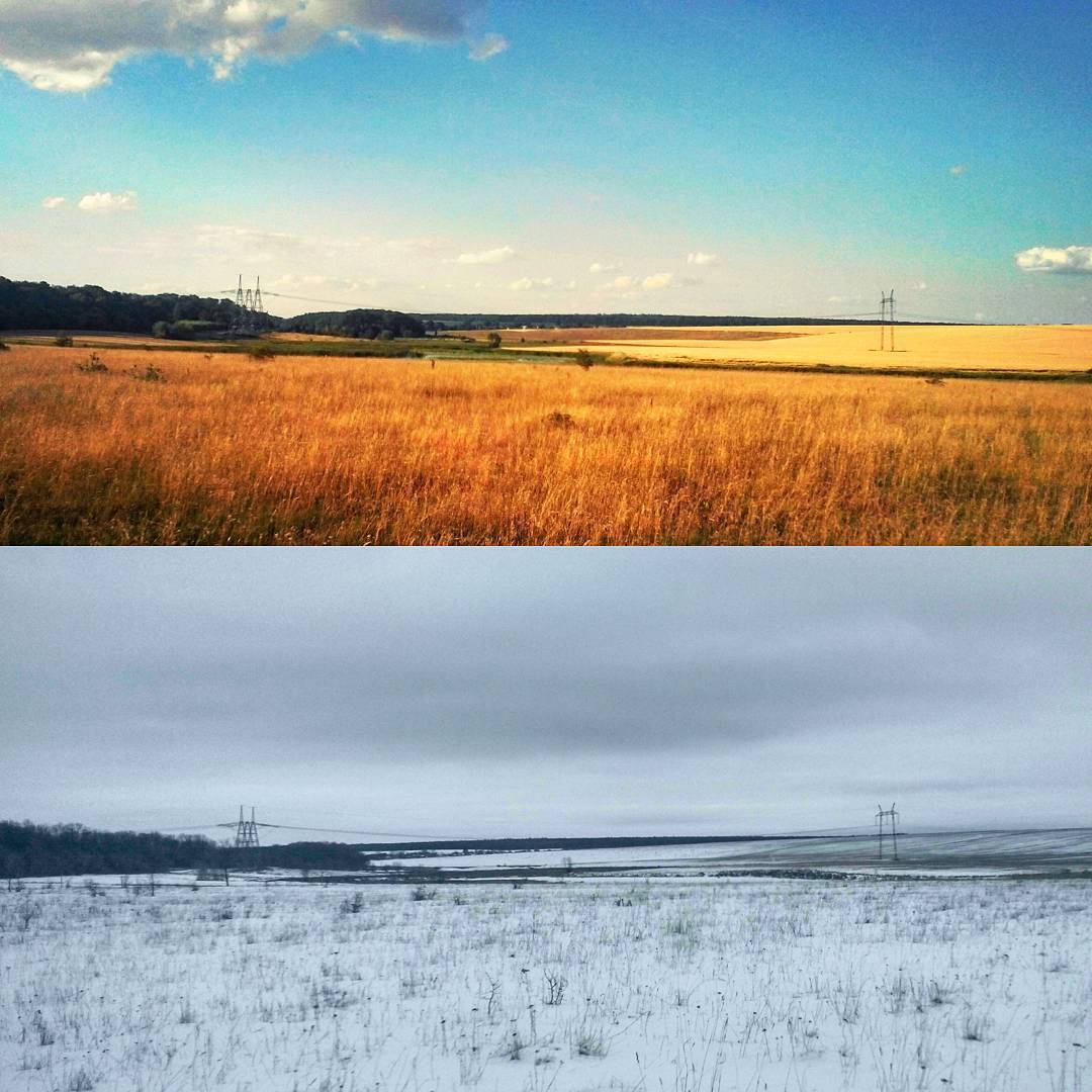 Summer VS Winter - Моё, Лето, Зима, Лес, Поле, Природа, Снег, Небо, Фотография, Длиннопост