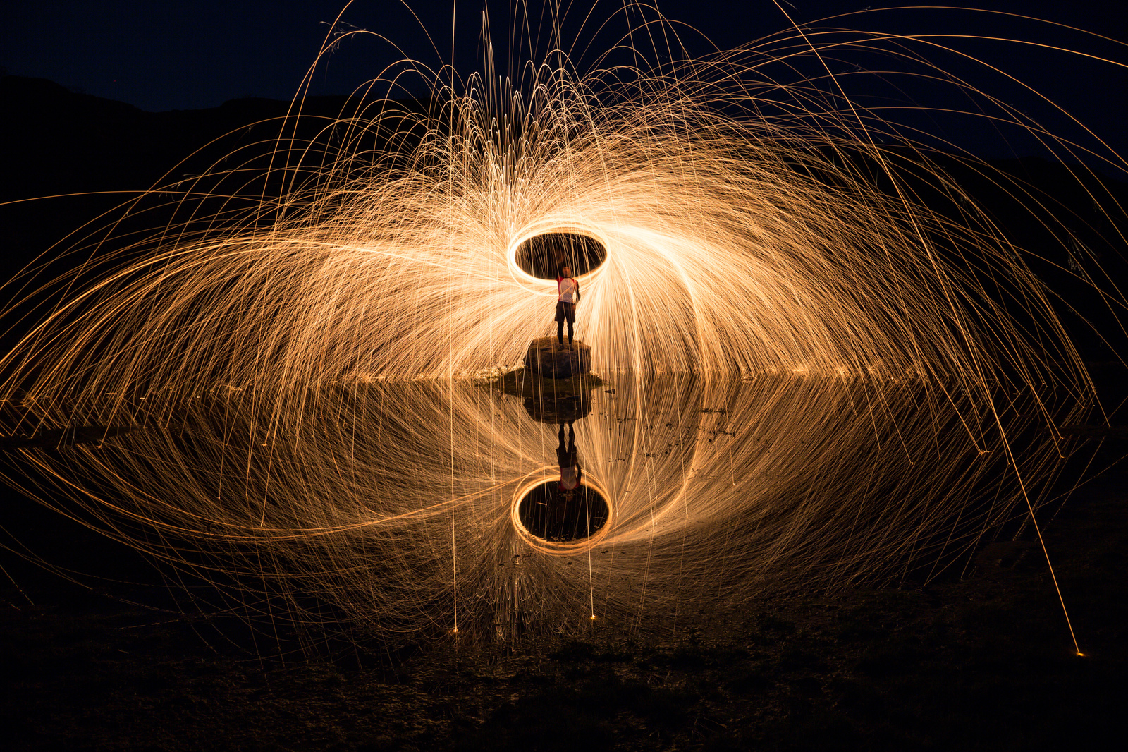 Freezelight - My, Freezelight, Reflection, Sparks, Night, The photo