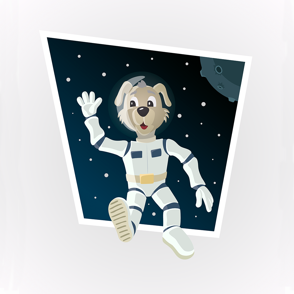 space dog - Art, My, Vector graphics, Vector, Illustrations, Drawing