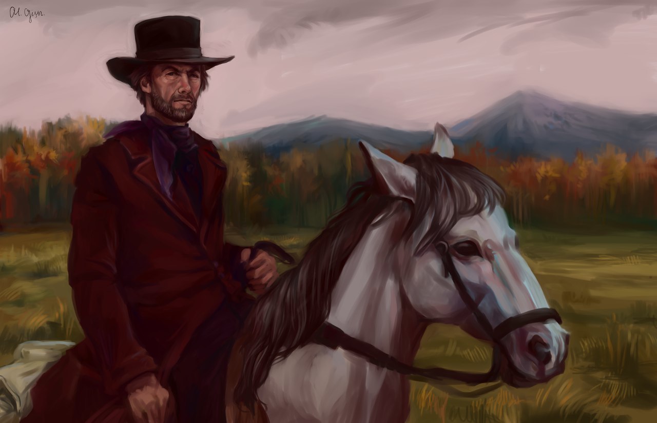 Sketches for Westerns - My, Art, Western film, , Clint Eastwood, , Longpost