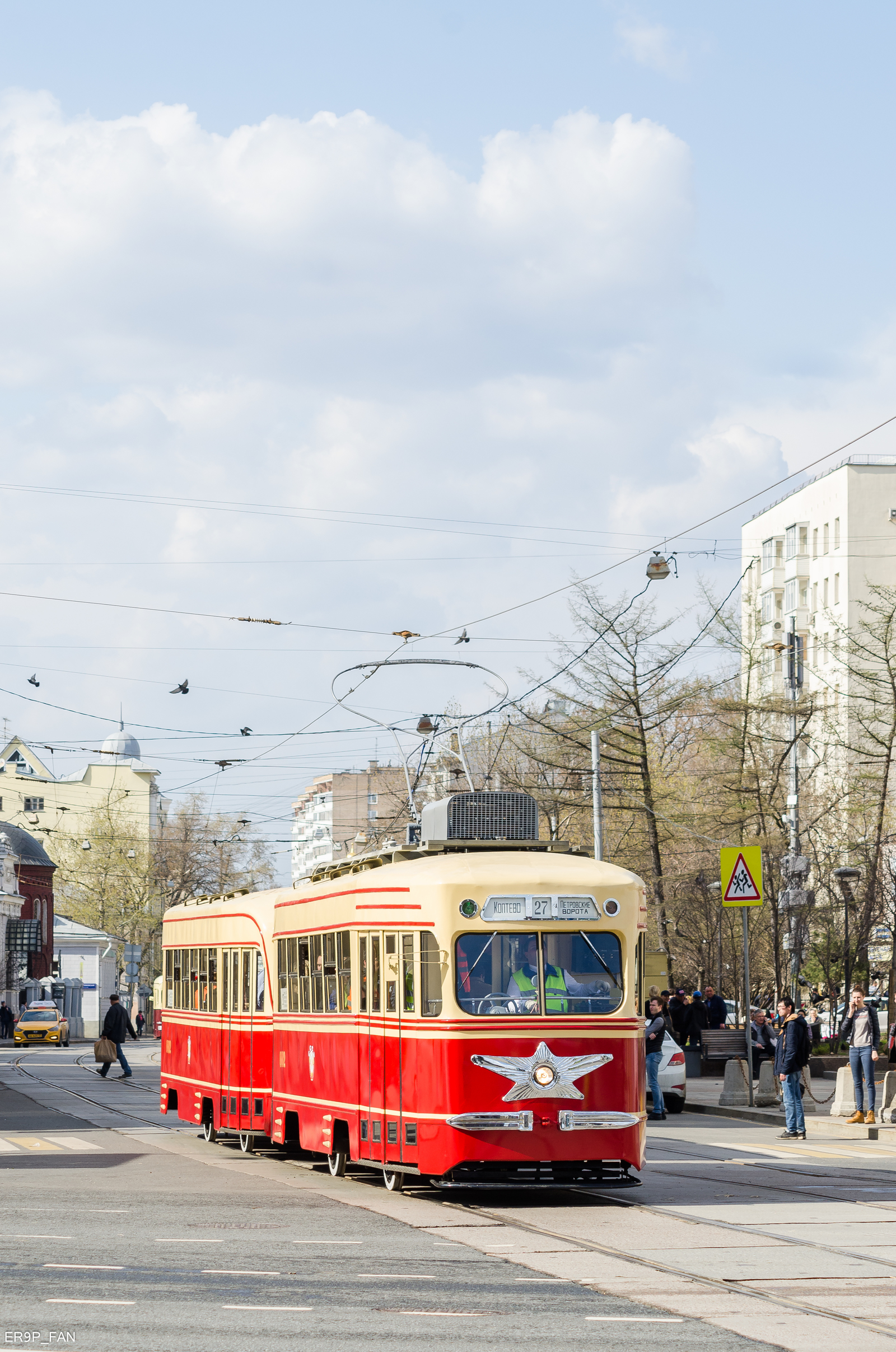 Tram parade in Moscow. - My, , Moscow, Mosgortrans, Museum, Moscow, Transport, Tram, Spring, Longpost