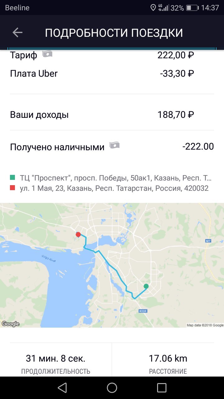Разбор дохода водителя Убер от поездки, или как вы вообще работаете? - Такси, Работа, Длиннопост