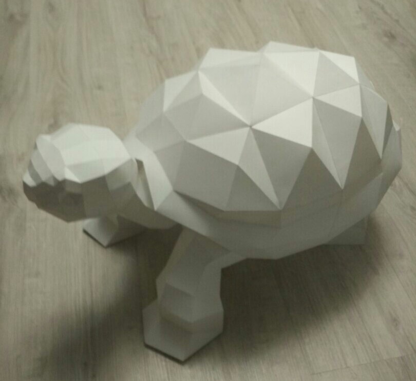 Paper art: polygonal turtle - My, Papercraft, Turtle, Handmade, Creation, Longpost