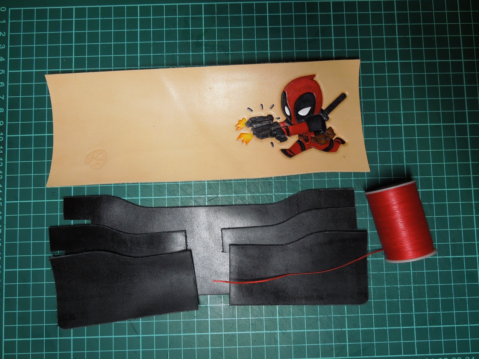 Wallet Deadpool - My, Leather, Handmade, Wallet, Embossing on leather, Marvel, Deadpool, Longpost