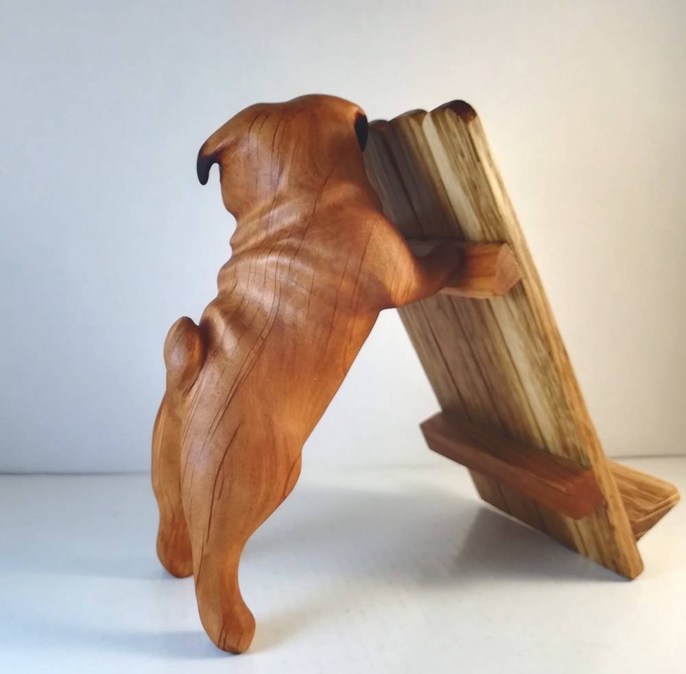 Pug. - My, Pug, Dog, Thread, Tree, With your own hands, Phone stand, Wood carving, Longpost