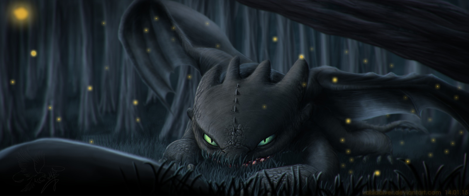 Night Hunting - Art, How to train your dragon, Toothless, The Dragon, Night fury