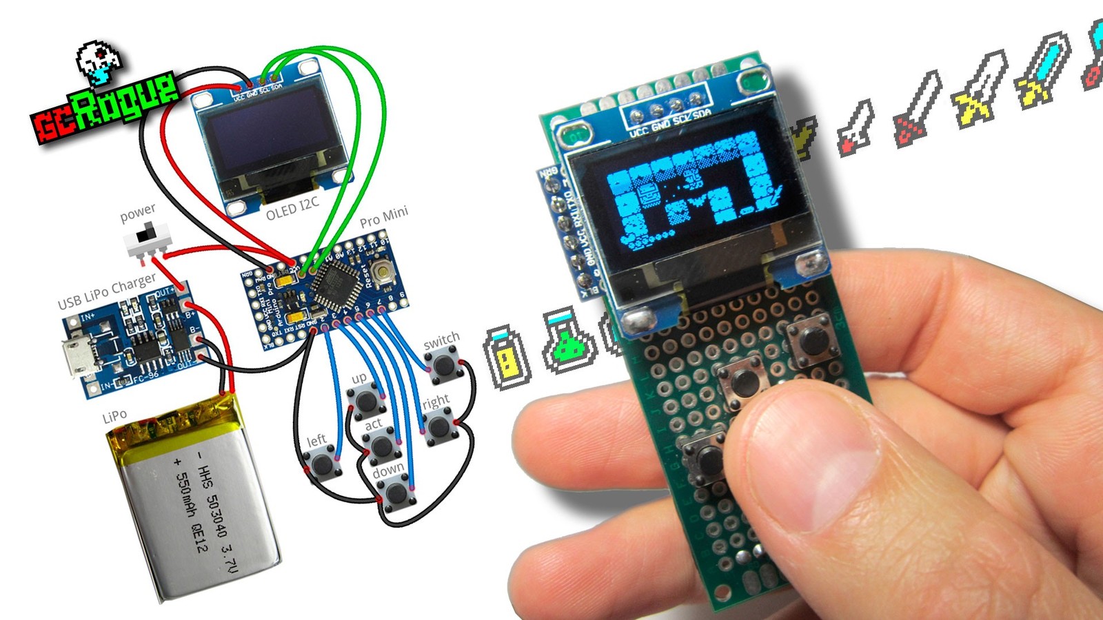 GsRogue. And a miniature version. - Arduino, , Miniature