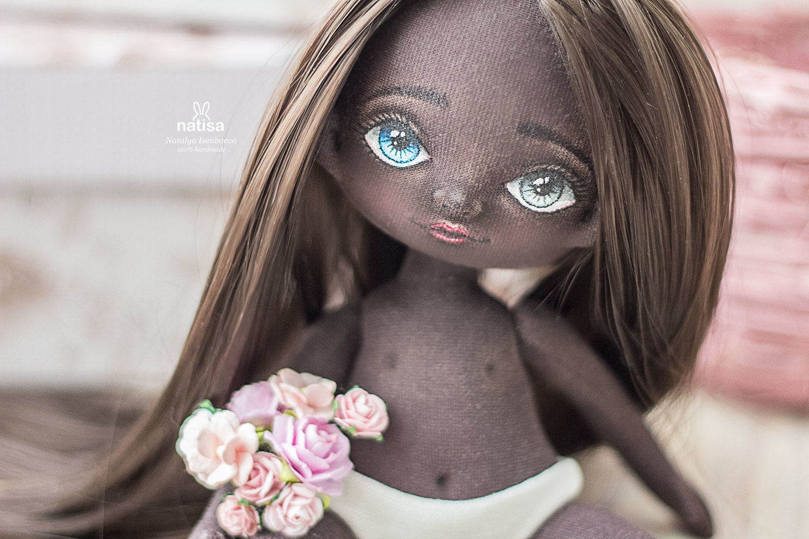 Textile black woman with heterochromia - My, Black people, Doll, Textile doll, Longpost