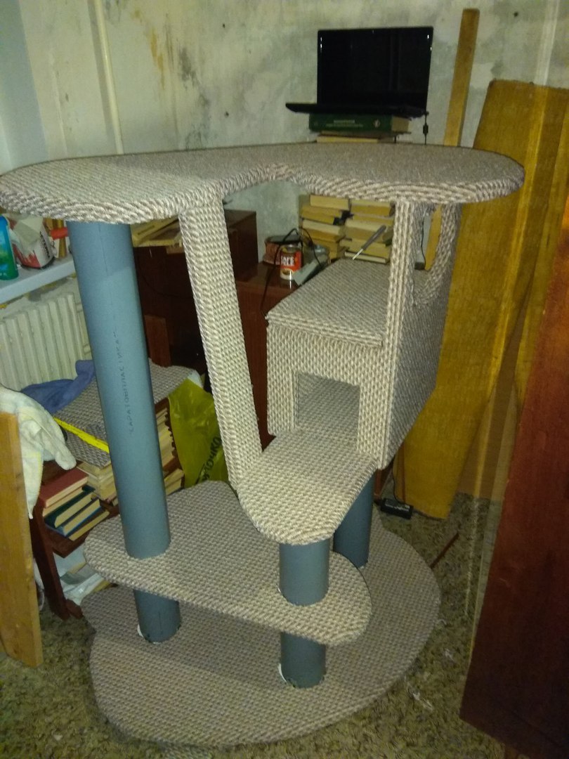 Do-it-yourself cat scratching post house - cat, British cat, Scottish lop-eared, Scratching post, Longpost