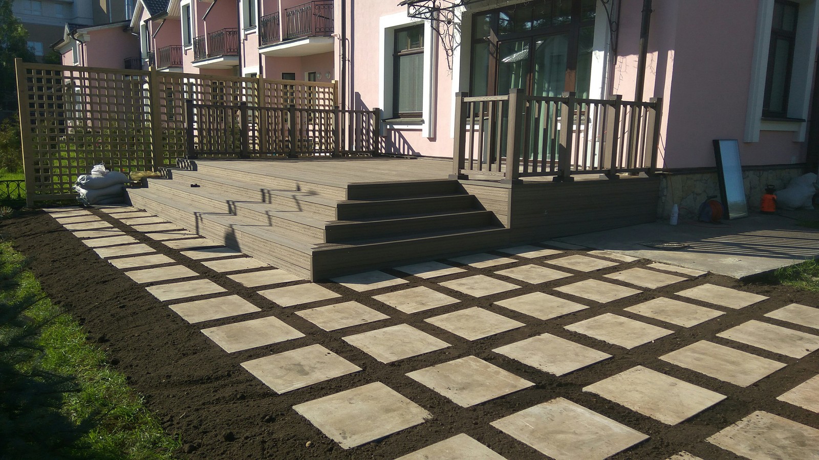 Hedge. Terrace. Step by step paving - My, Terrace, Paving stones, Lawn, Dacha, Landscape design, Saint Petersburg, Longpost