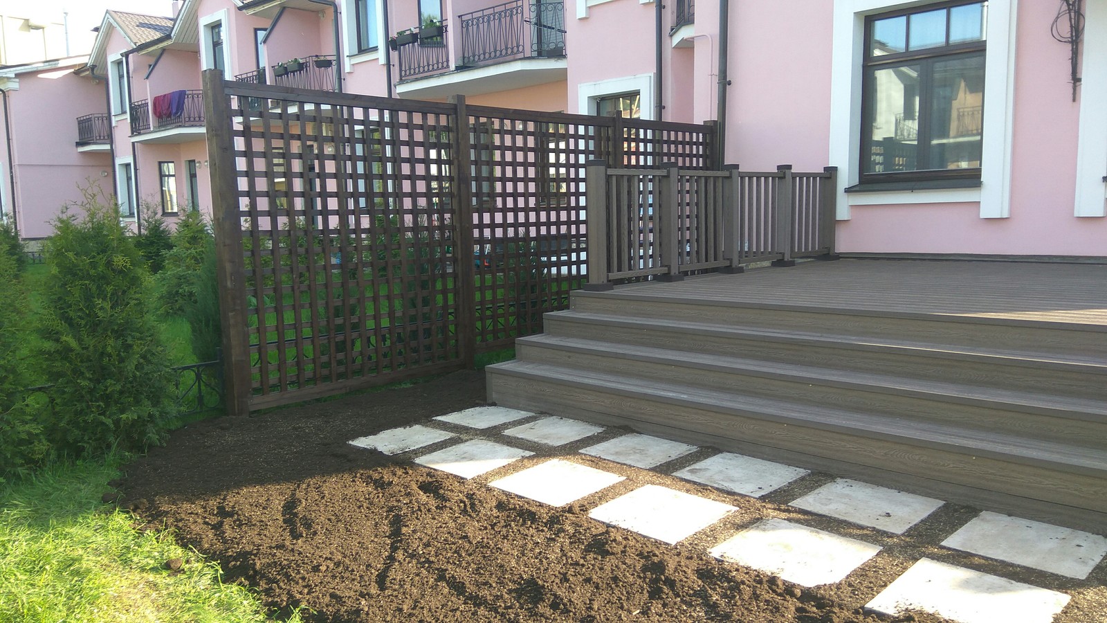 Hedge. Terrace. Step by step paving - My, Terrace, Paving stones, Lawn, Dacha, Landscape design, Saint Petersburg, Longpost