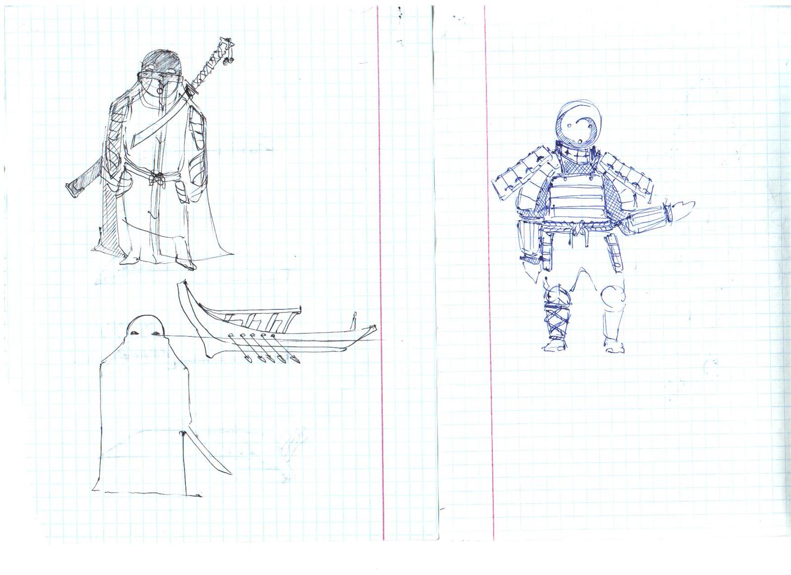 Sketches (sketches) for the Isle of Masks universe - My, 121703, , Longpost