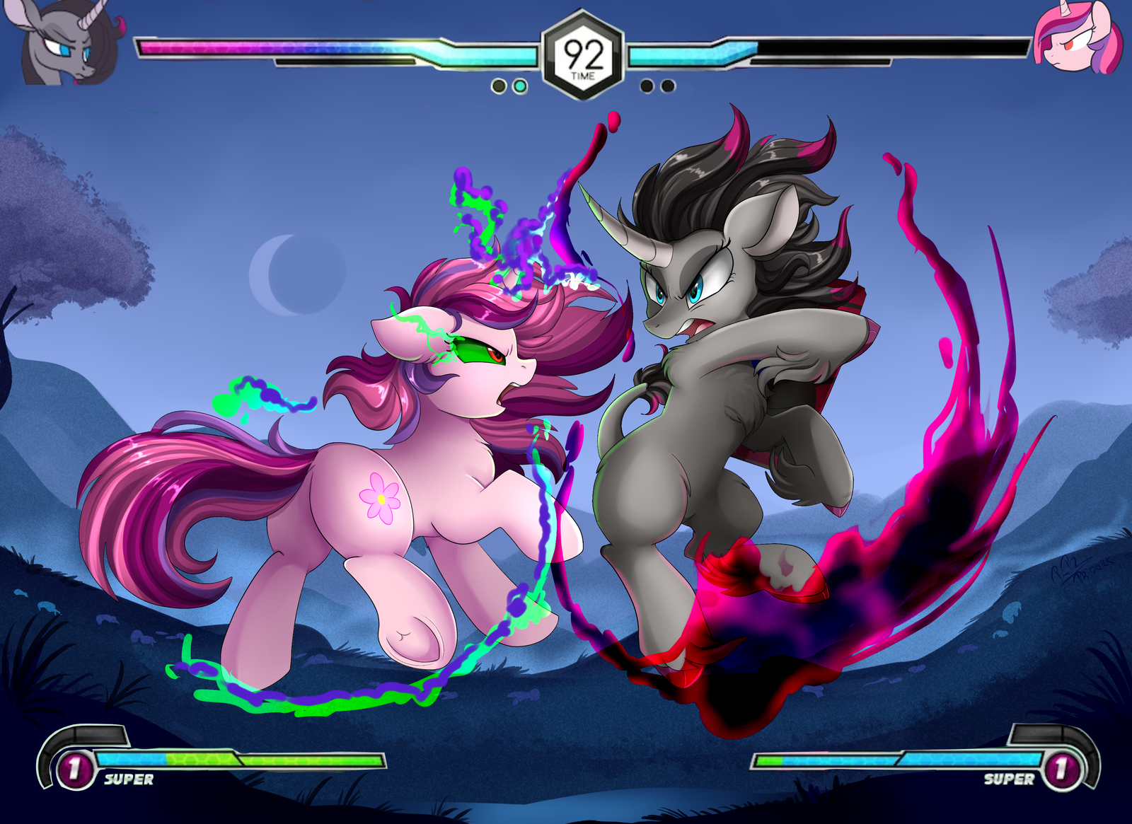 OSka fights Oli - My little pony, PonyArt, Thems Fightin Herds, , Original character, Pridark, Oleander (tfh)