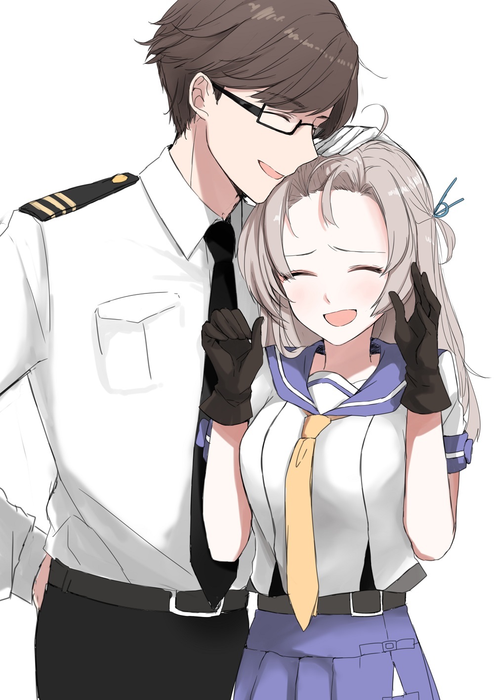 Admiral and Kinugasa (Artist: Morinaga Miki) - Kantai collection, Anime, Anime art, Kinugasa, Admiral, Morinaga