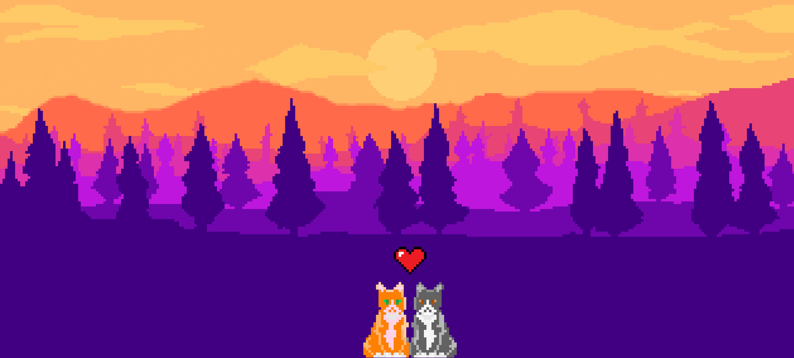 Romance - My, cat, Pixel, Art, Romance