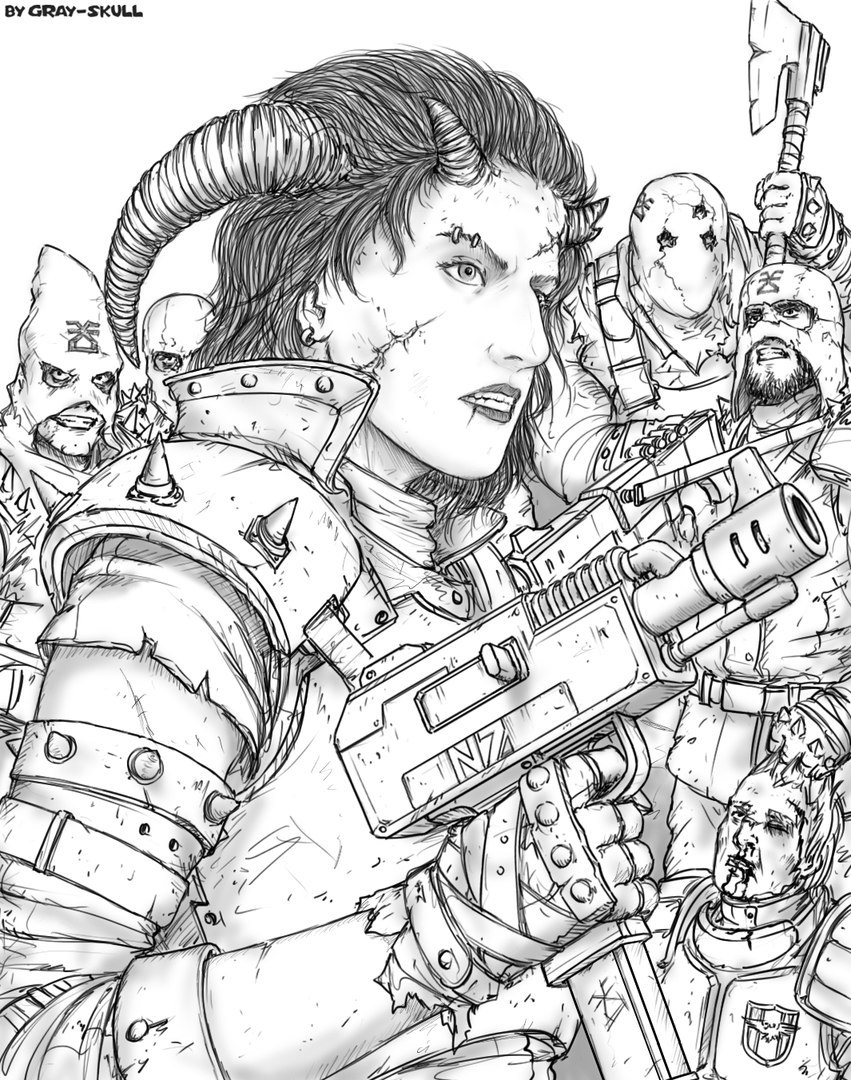 Gray Skull's work - Warhammer 40k, Art, Gray-skull, Heretic, The inquisition, Longpost