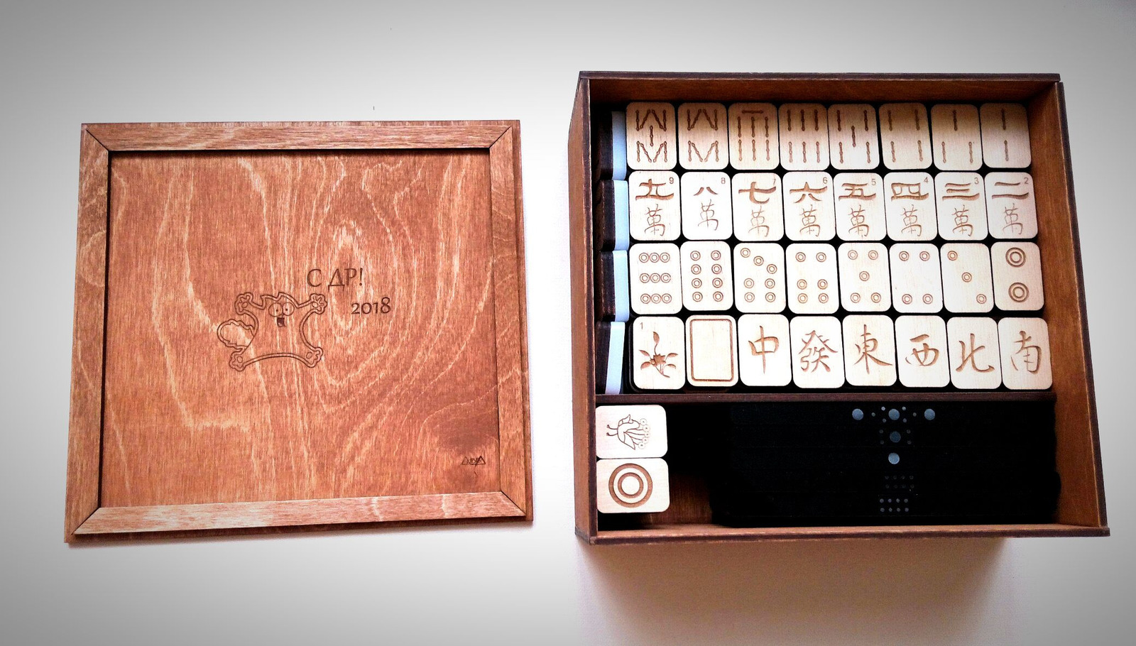 Gift mahjong - My, Needlework without process, Plywood, Mahjong, Board games, Longpost