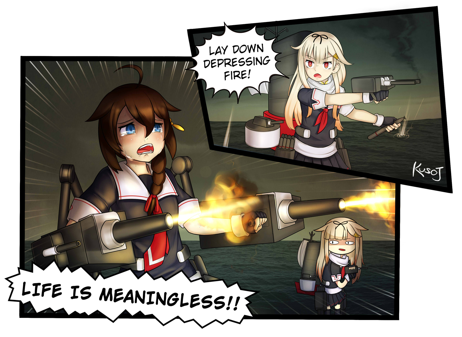 Literal Kantai Collection - Comics, Anime, Kantai collection, Shigure, , Yuudachi, 