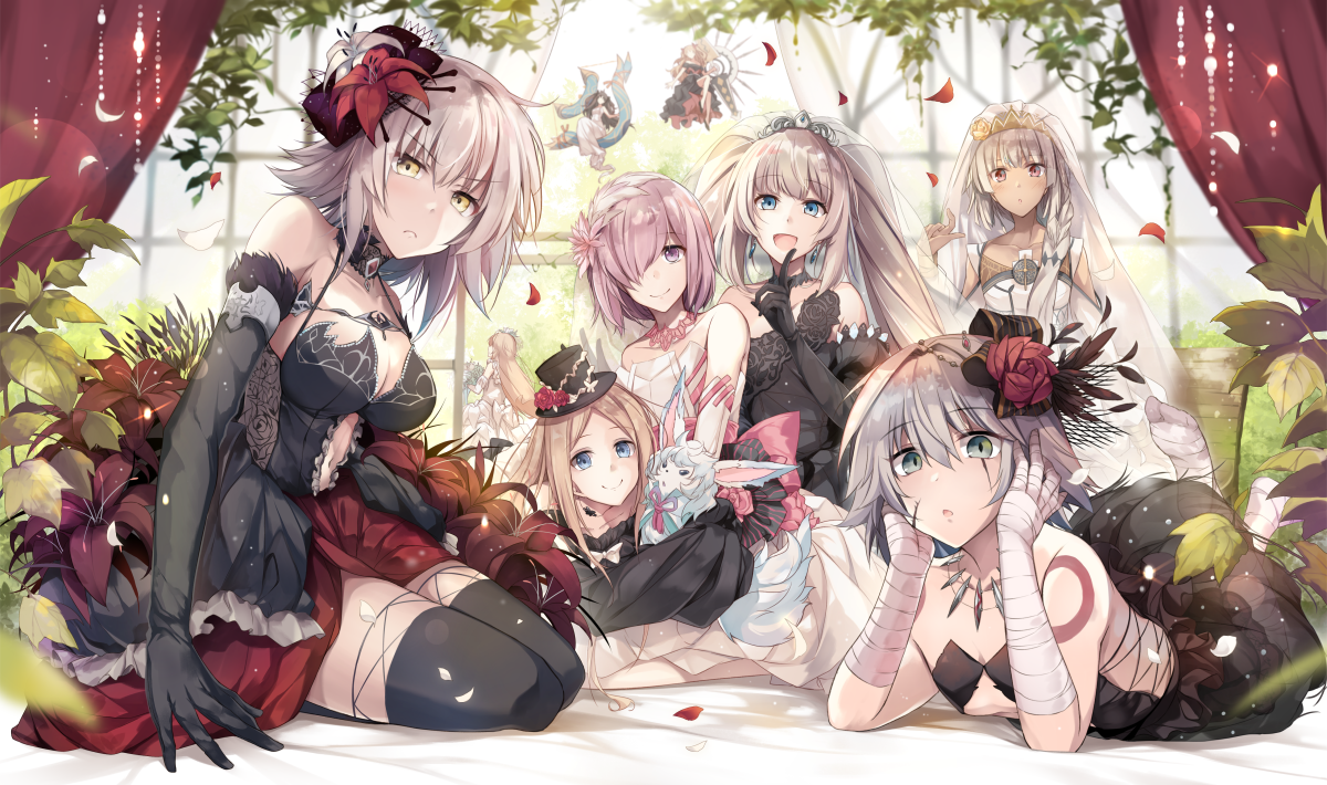 Chaldea girls in evening dresses - Anime Art, Fate Grand Order, Jeanne Alter, Abigail Williams, Mashu Kyrielight, Marie Antoinette, Аниме, Attila