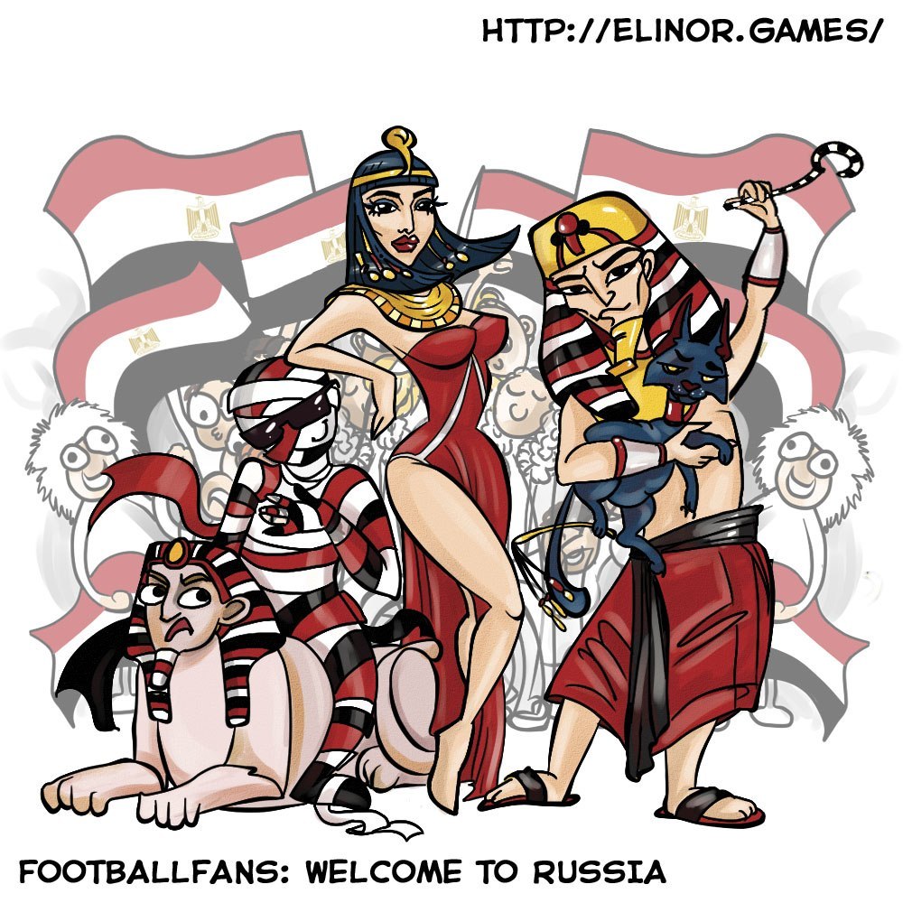 Fans of the World Cup 2018. Group A - My, Football, World championship, Drawing, Art, Digital drawing, Caricature, Soccer World Cup, Board games, Longpost