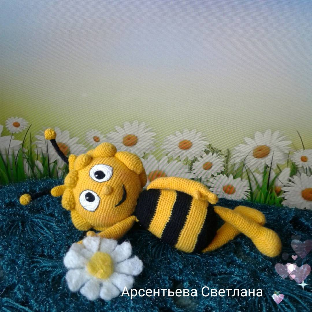 naughty bee) - My, Amigurumi, Knitting, Crochet, Knitted toys, Handmade, Needlework without process, Maya the Bee, Longpost