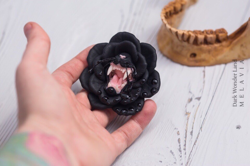 new spooky - My, Polymer clay, With your own hands, Needlework, Trash, Flowers, Dentist, Teeth, Longpost, Trash