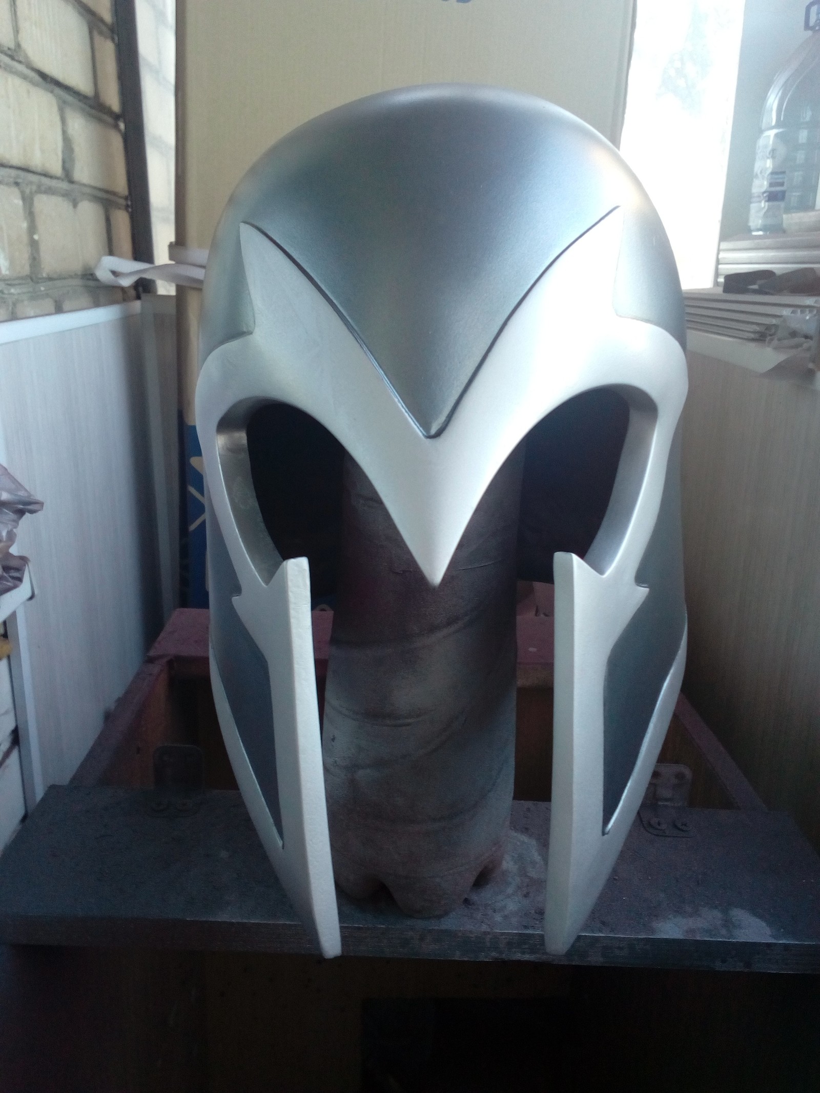 I want to share with you photos of my new finished work) I present to you the fully finished Magneto helmet from the movie X-Men First Class - My, , Pepakura, Papercraft, X-Men, Magneto, Helmet, With your own hands, Cosplay, Longpost