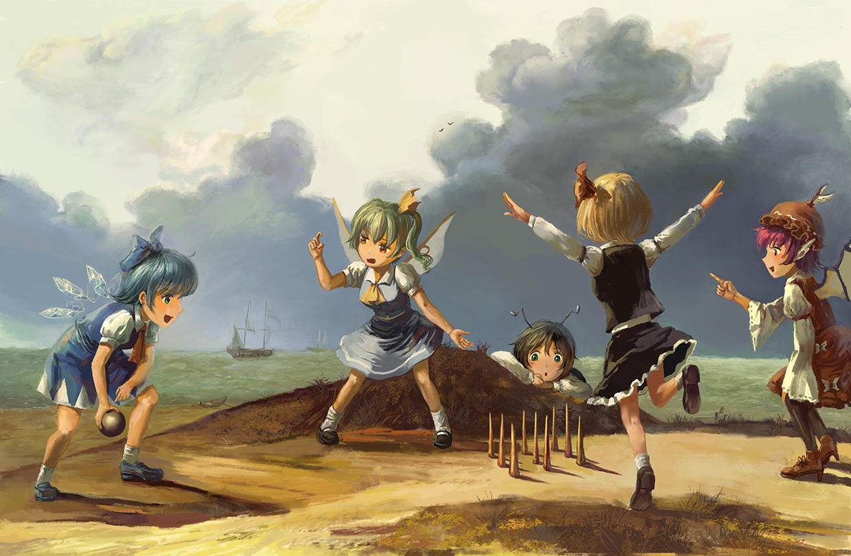 Bowling - Touhou, Cirno, Daiyousei, Mystia Lorelei, Rumia, Wriggle nightbug, Amibazh, Anime