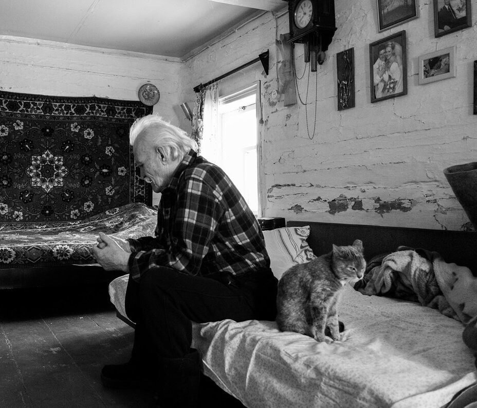 grandfather and cat - cat, Grandfather, Without words, Longpost