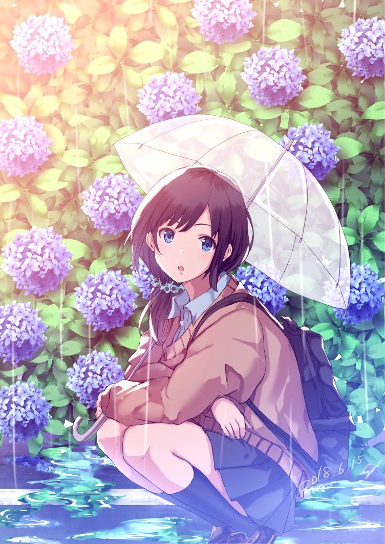 Under the umbrella - Anime art, Anime original, Anime