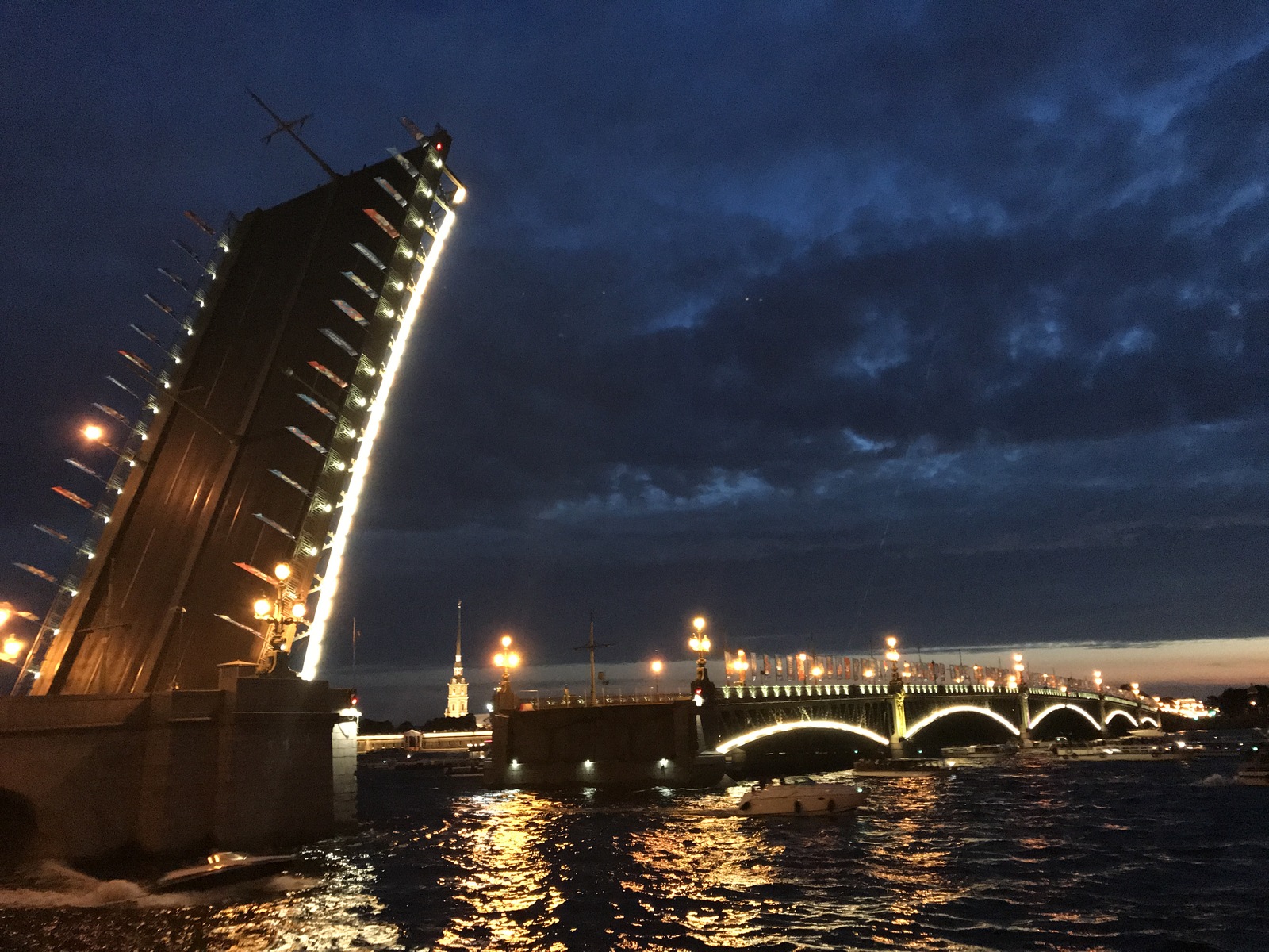 Draw bridges in St. Petersburg - My, Saint Petersburg, Drawbridges, Trinity Bridge, Palace Bridge, Palace Embankment, Neva, Longpost