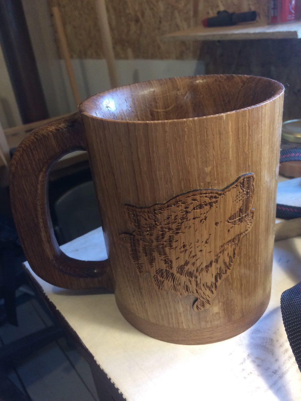 oak mug - My, Woodworking, Beer, Кружки, Laser engraving