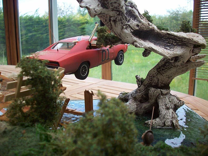 Flight of the General Lee - General Lee, Trick, , Diorama, The photo, Text, Longpost