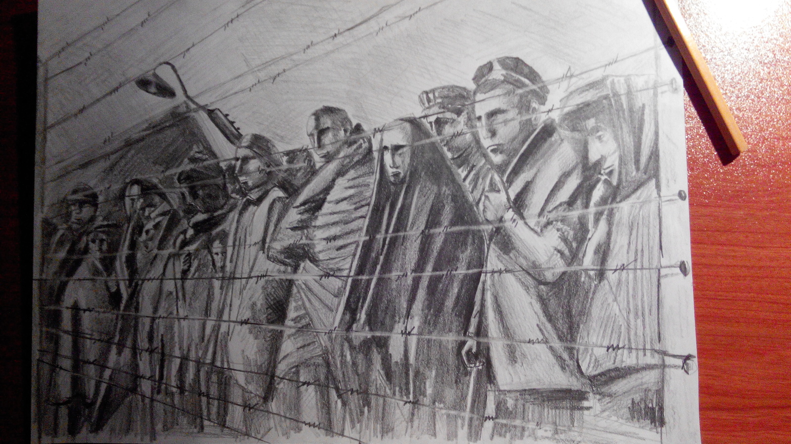 Camp inmates - My, Pencil drawing, Art