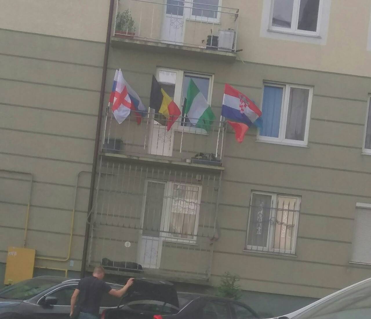 Football championship, the neighbor seems to be rooting for everyone. - My, Kaliningrad, Neighbours, Flag, 2018 FIFA World Cup, Football