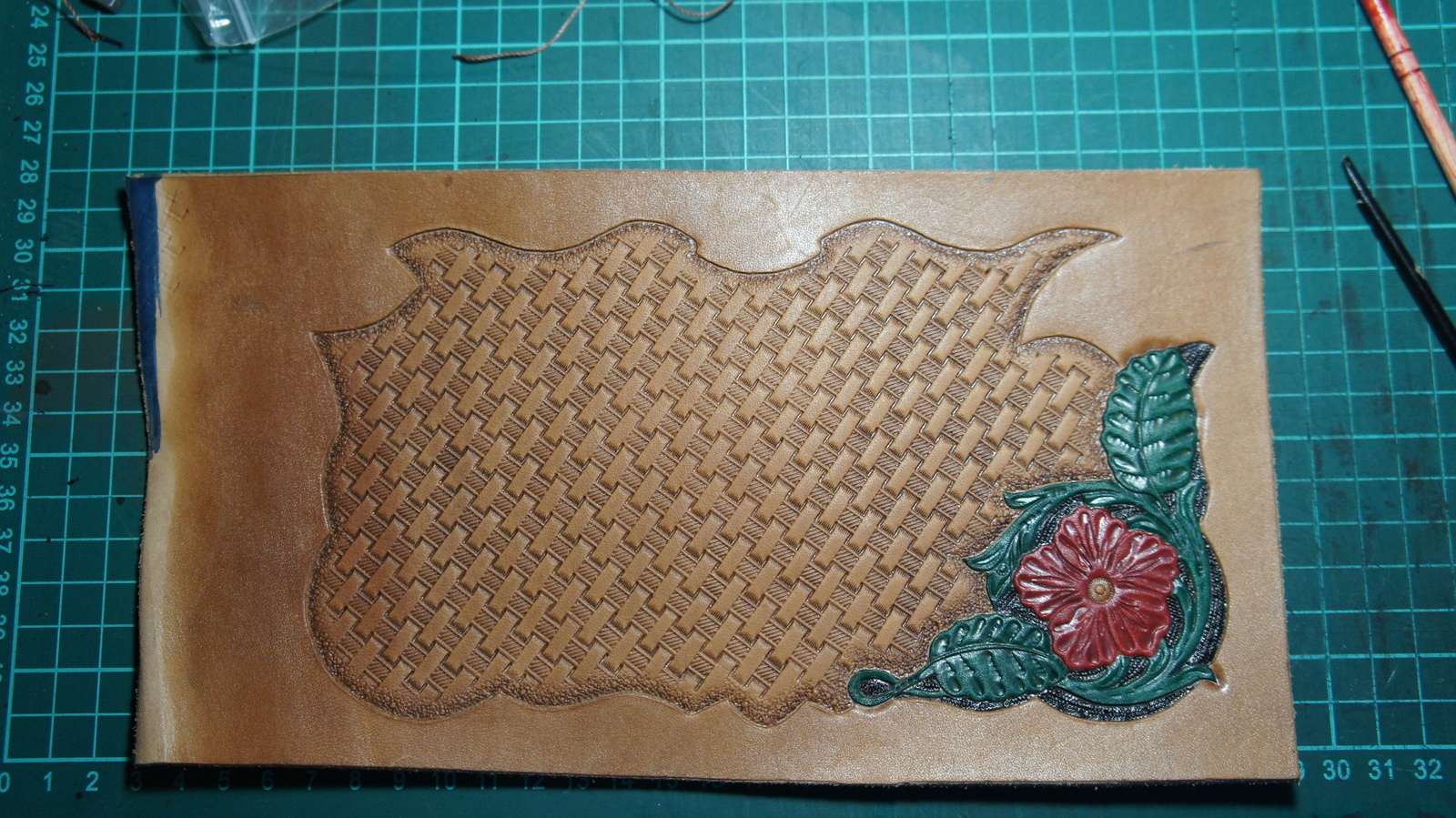 Vintage wallet for auto documents. Skin work. - My, My, Handmade, Leather, Wallet, Needlework with process, Longpost, Embossing on leather, Ilyamuromskiy