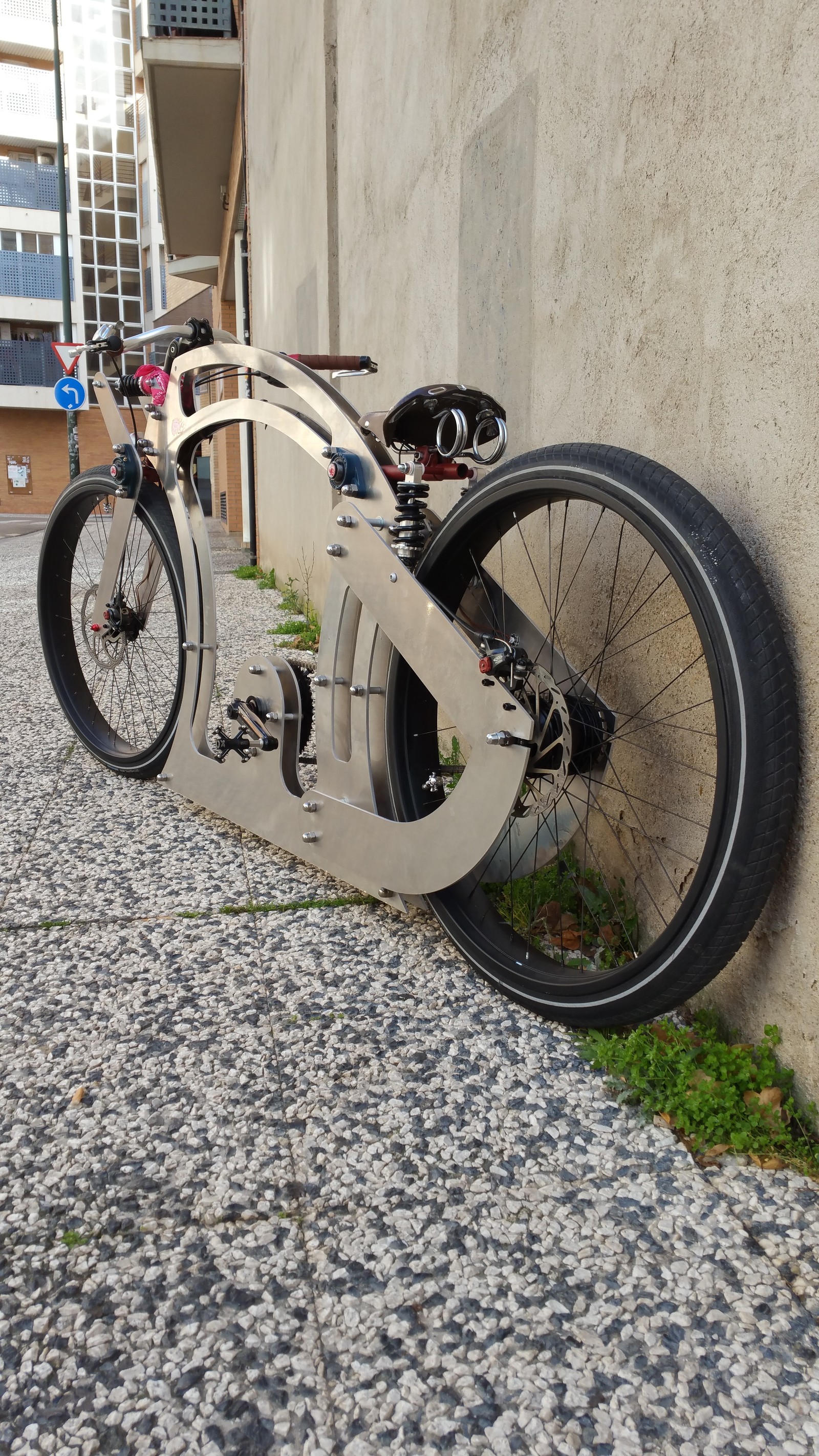 Bicycle made of aluminum sheet. - My, A bike, Custom, Longpost, Customization