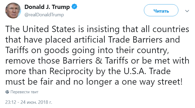 Trump urges all countries to get rid of trade barriers and tariffs - Риа Новости, news, Donald Trump, Duty, Longpost, Politics, USA