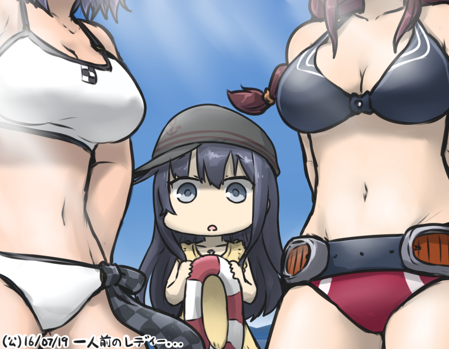 kanmusu summer vacation - Kantai collection, Kanmusu, Anime, Anime art, Summertime, Swimsuit, Boobs, Football, Longpost, Summer